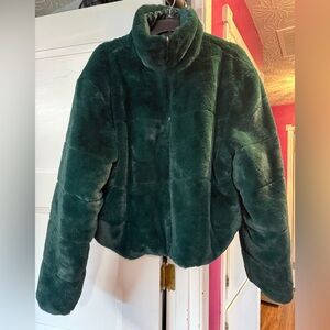 Women's Reversible Green Faux Fur Jacket - NEW!